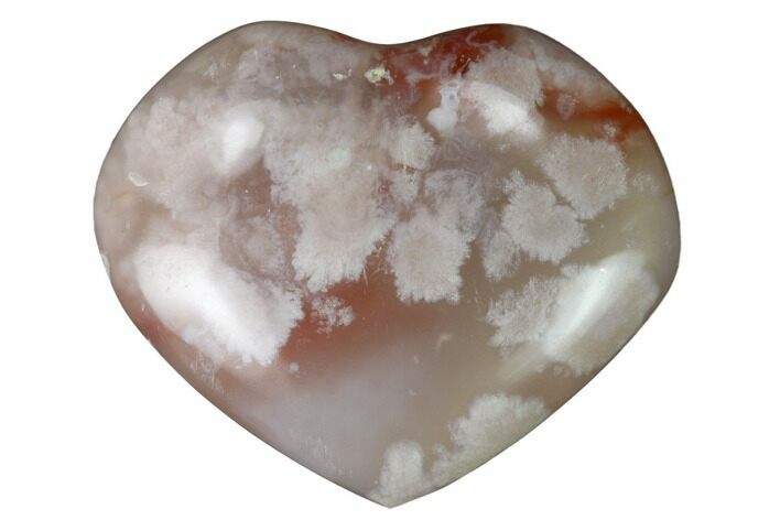 Polished Flower Agate Hearts - 1 1/4 to 1 1/2" - Photo 1